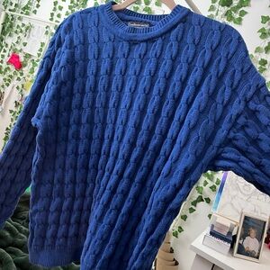 Vintage 80's Mademoiselle Blue Cable Knit Sweater